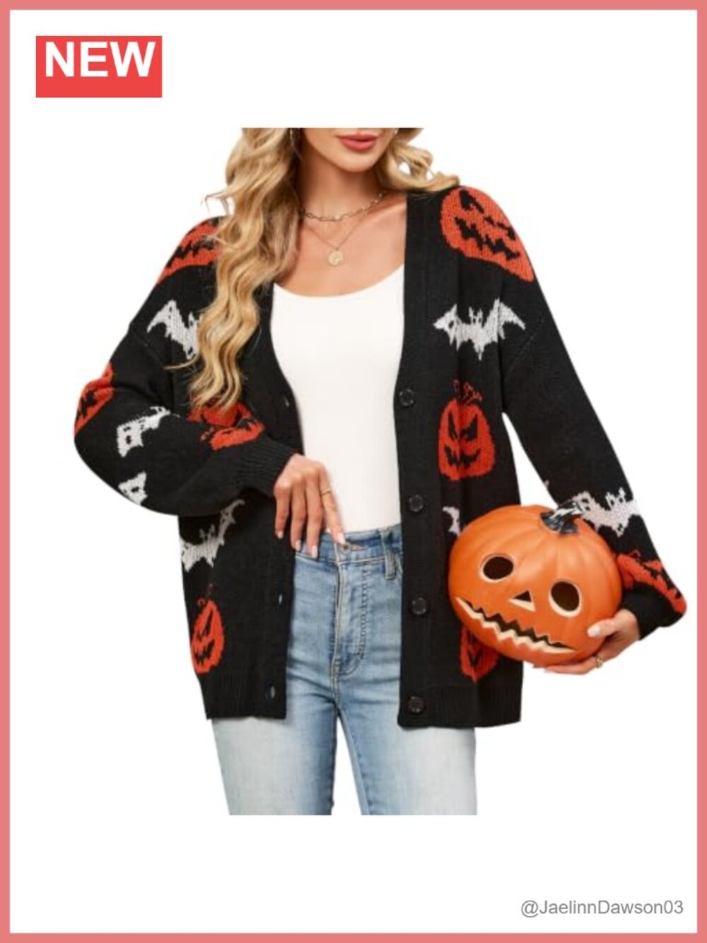 Halloween Pumpkin Bat Knit Cardigan Sweater Women's Fall